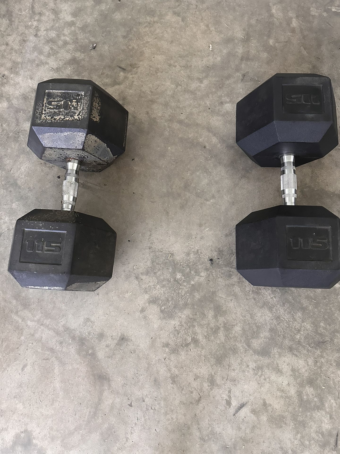 Pair Of Rubber Hex Dumbbells (115lbs)