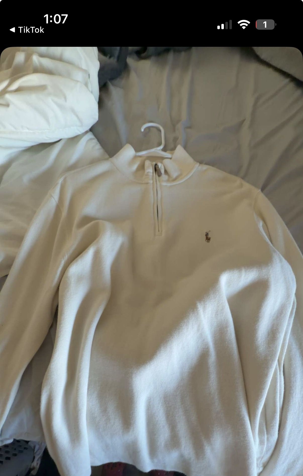 Cream Polo Quarter Zip 60$