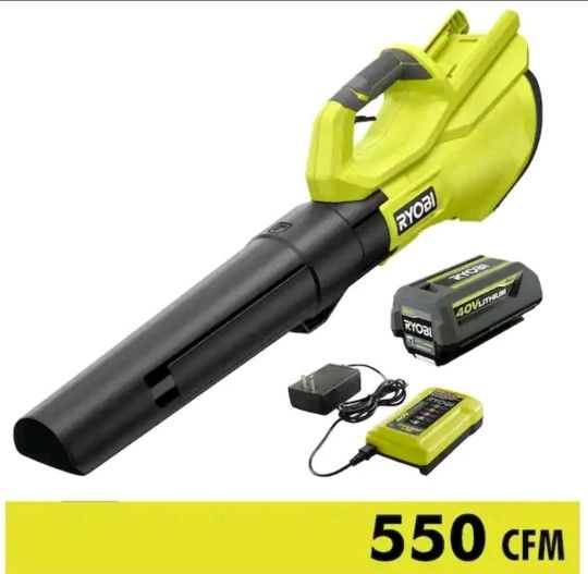 RYOBI 40V 120 MPH 550 CFM Cordless Battery Blower With 4.0 Ah Battery/Charger