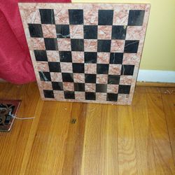Vintage Stone Marble 14 Inch Chess Board. 