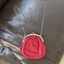 Okadi Wine Color Purse With Silver Chain 