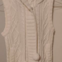 Red Camel White Faux Fur Hooded Vest