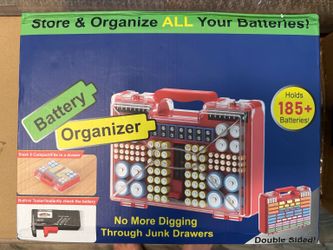 Battery Organizer Storage Case with Built-In Battery Tester – Holds 185+ Batteries