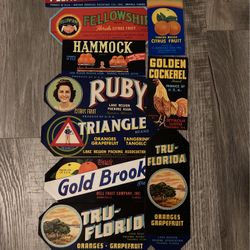 A lot of 10 citrus original labels