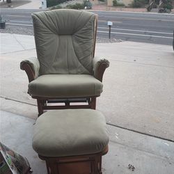 Rocking Chair Green and Brown Wood