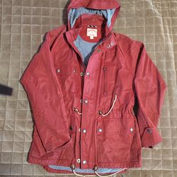 Brooks Brothers Jacket Mens Medium Red/ Blue, Waxed Cotton Full Zip Snap Lined