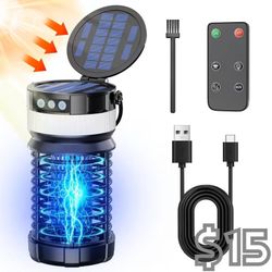 [NEW] Solar & USB Bug Zapper Camping Lantern with Remote