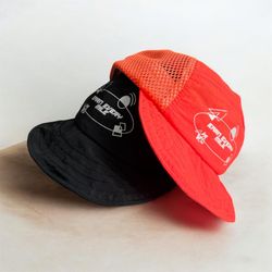 Neon Orange & black Reflective Running Hat with Mesh Panels