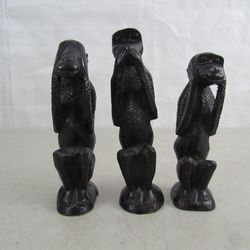 Three Wise Monkey's African Hand Carved Ironwood Sculptures


