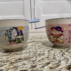 Cute Ceramic Bowl With Chopsticks 