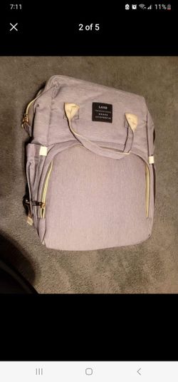 Diaper Bag Backpack, USB Port, 3 Toys, Grey. Brand New. 