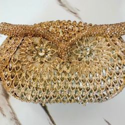 🔥 Brand New! Owl Rhinestone Evening Bag European and American Hollow Rhinestone Gemstone Clutch Gold Banquet Wedding Runway Must Have