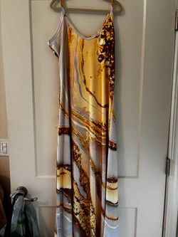 Satin Maxi Slip Dress Abstract Print