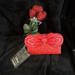 Disney Loungefly 7” Hearts 🥰 Wallet -Matching Bag In Profile 