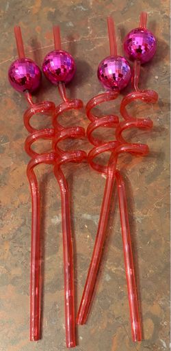 20 new curly disco straws