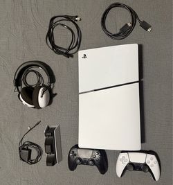 PlayStation 5 Slim 1TB Disc Edition + 2 Controllers + Accessories Bundle