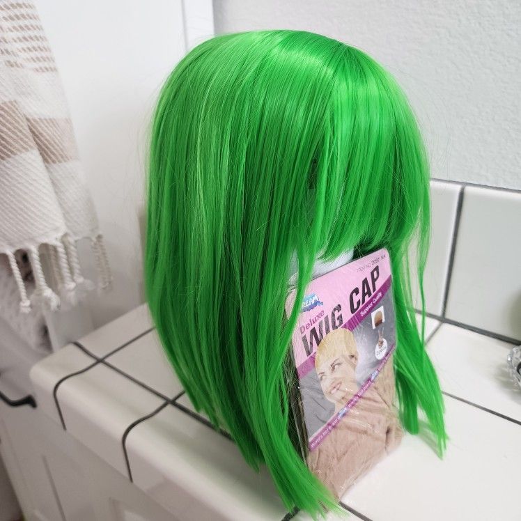 12 Inch Synthetic Green Wig Halloween Cosplay