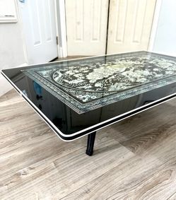 Vintage Korean Mother Of Pearl Peacock Deer Low Folding Tea Table