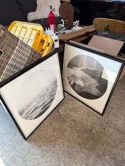Pair of Framed Ocean-Themed Circle Prints