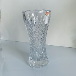 Vintage Small Heavy Crystal Flower Vase. 6” Toll 4” Wide From Left To Right.