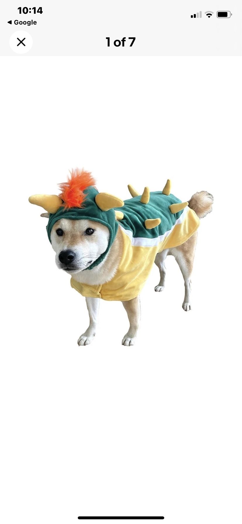 King Koopa Dog Costume , Size Medium, New