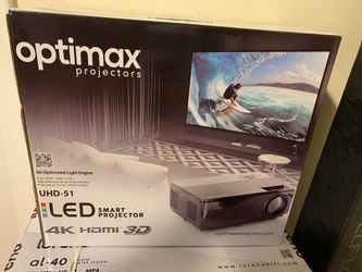BRAND NEW Optimax projector, projector screen and home theatre system