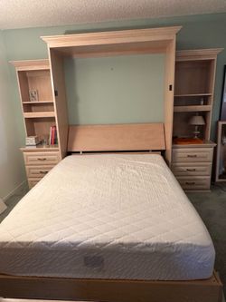 Murphy Bed with Side Shelves - Queen bed