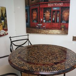 Bistro table, 2 Chairs and Pictures