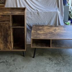 Coffee Table & Storage Cabinet Set Mid Century Modern Style Selling as a Set 
