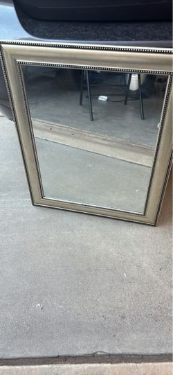 Wall Mirror with Beaded Silver Frame