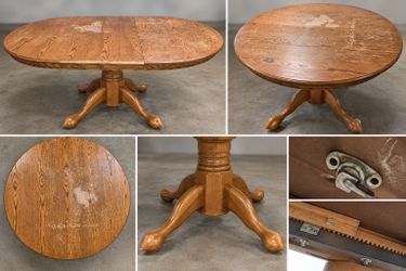 Oak Pedestal Dining Table with Extension Leaf - 71.5 Inches
Price: $175 OBO