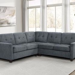 Three Piece Upholstered Sectional Sofa Steel Gray