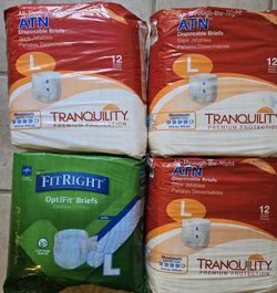 NEW SZ LARGE 4 SEALED PKGS UNISEX DISPOSABLE UNDERWEAR