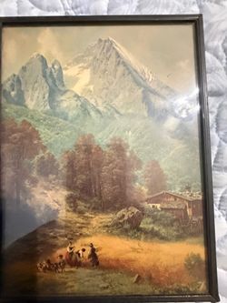 Vintage Harvesters in an Alpine landscape wall art