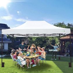 LETSDATE 10×15 FT Canopy Tent, Easy Pop Up Canopy with 4 Sand Bags, Waterproof Car Canopy, Large Party Tent with Roller Bag, Outdoor Canopy for Weddin