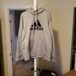 Grey (Gray) Adidas 3 Stripe Hoodie Mesh Fleece