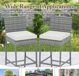 Outdoor Wicker Bar Stools Set of 2