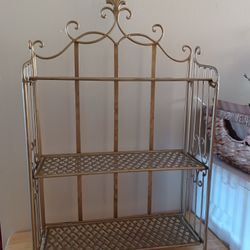 Vintage Italian Wroungt Iron Folding Shelf 