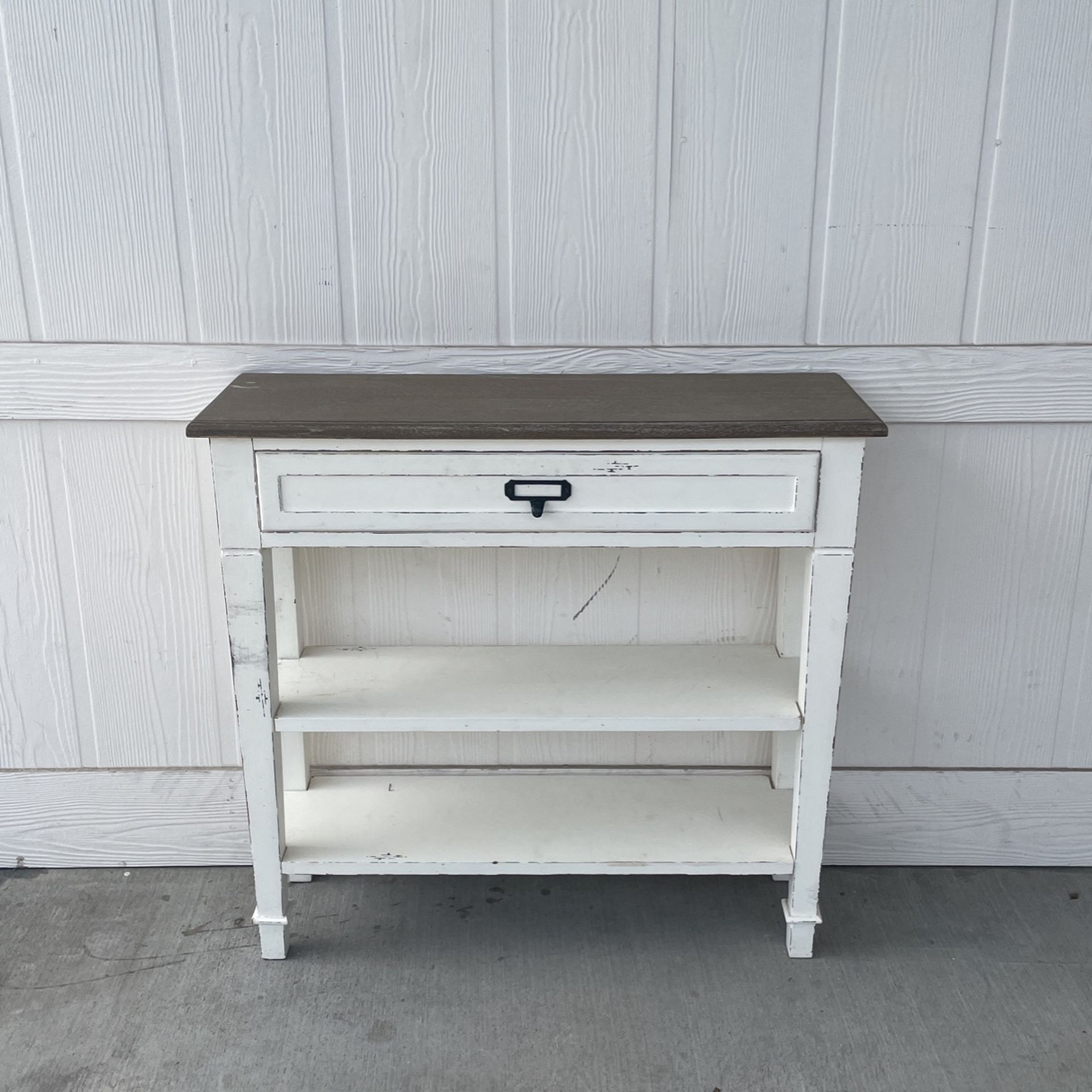 Distressed White 1-Drawer Console Table
