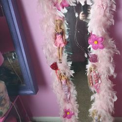 Cute Feather Barbie Mirror With Lights 