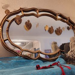 Golden Double Framed Large Oval Mirror
