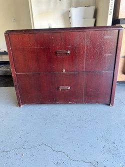 Solid wood, two drawer file cabinet