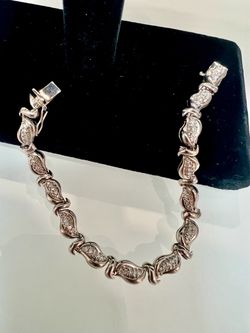 🎁 14KT Solid White Gold & Diamond ladies Tennis Bracelet