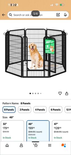 Dog playpen  8 pc New - Out of box each panel is 25”Wx40”H