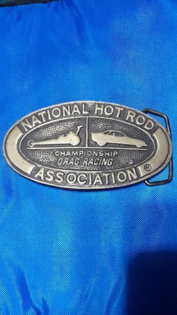 NHRA National Hot Rod Association Brass Belt Buckle