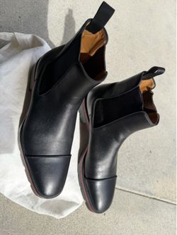 Christian Louboutin Melon Black Leather Chelsea Boots size 6.5