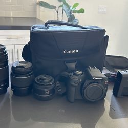 Canon EOS Rebel T7 W/ 3 Lenses, Etc.