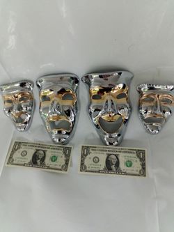 Comedy and Tragedy Gold and Chrome Plated Theater Masks