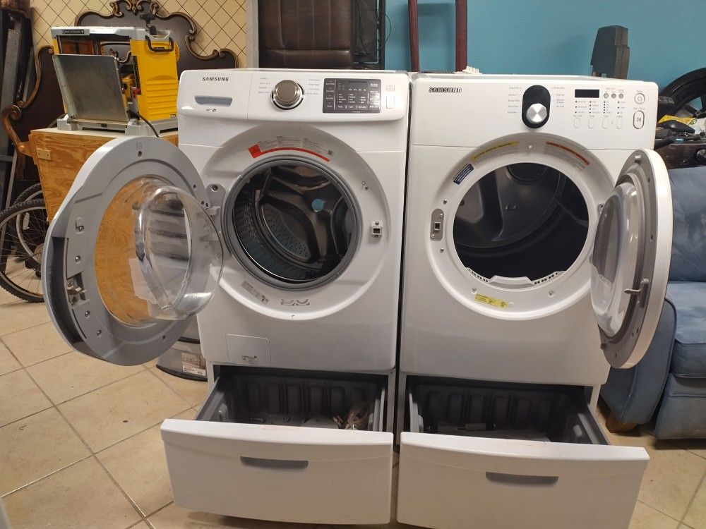 Samsung vrt front loaders washer and electric dryer set in perfect working condition