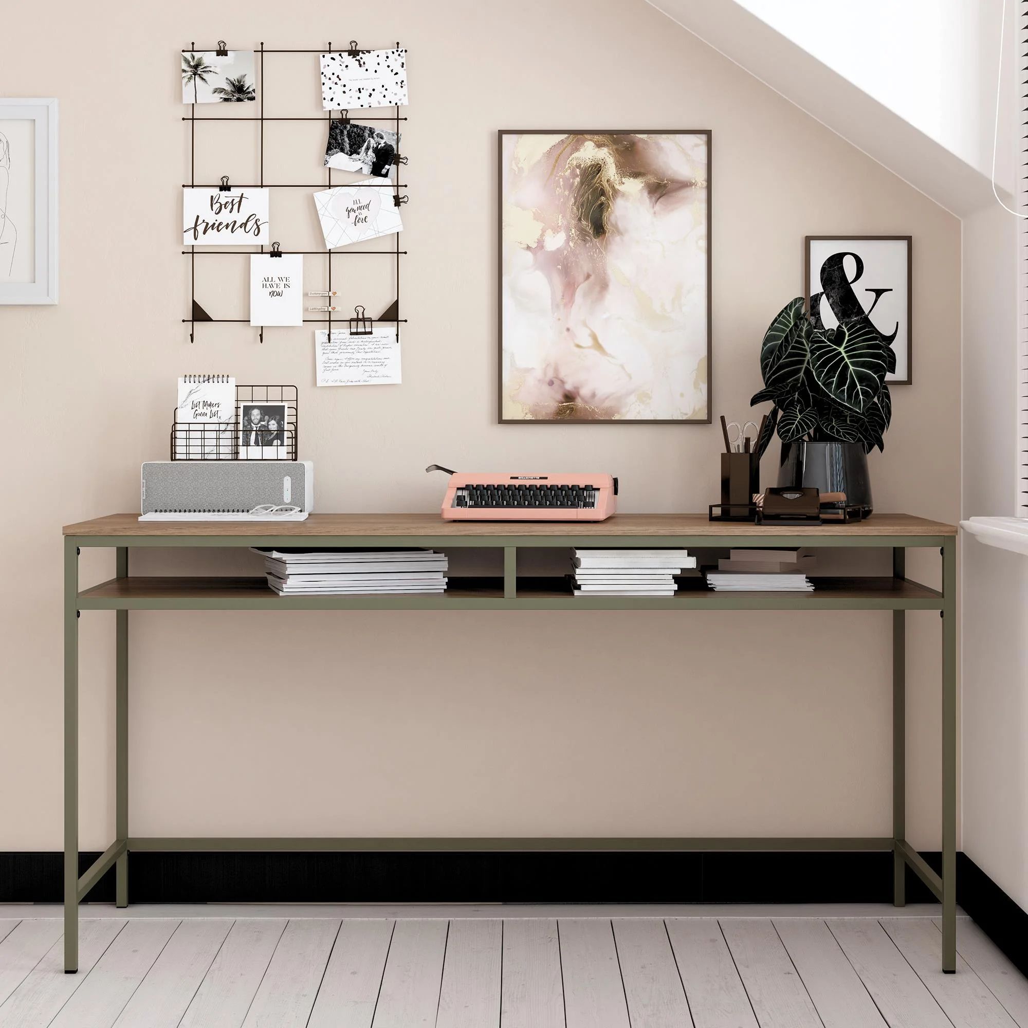 Ameriwood Home Bentley Computer Desk, Olive Green/Walnut